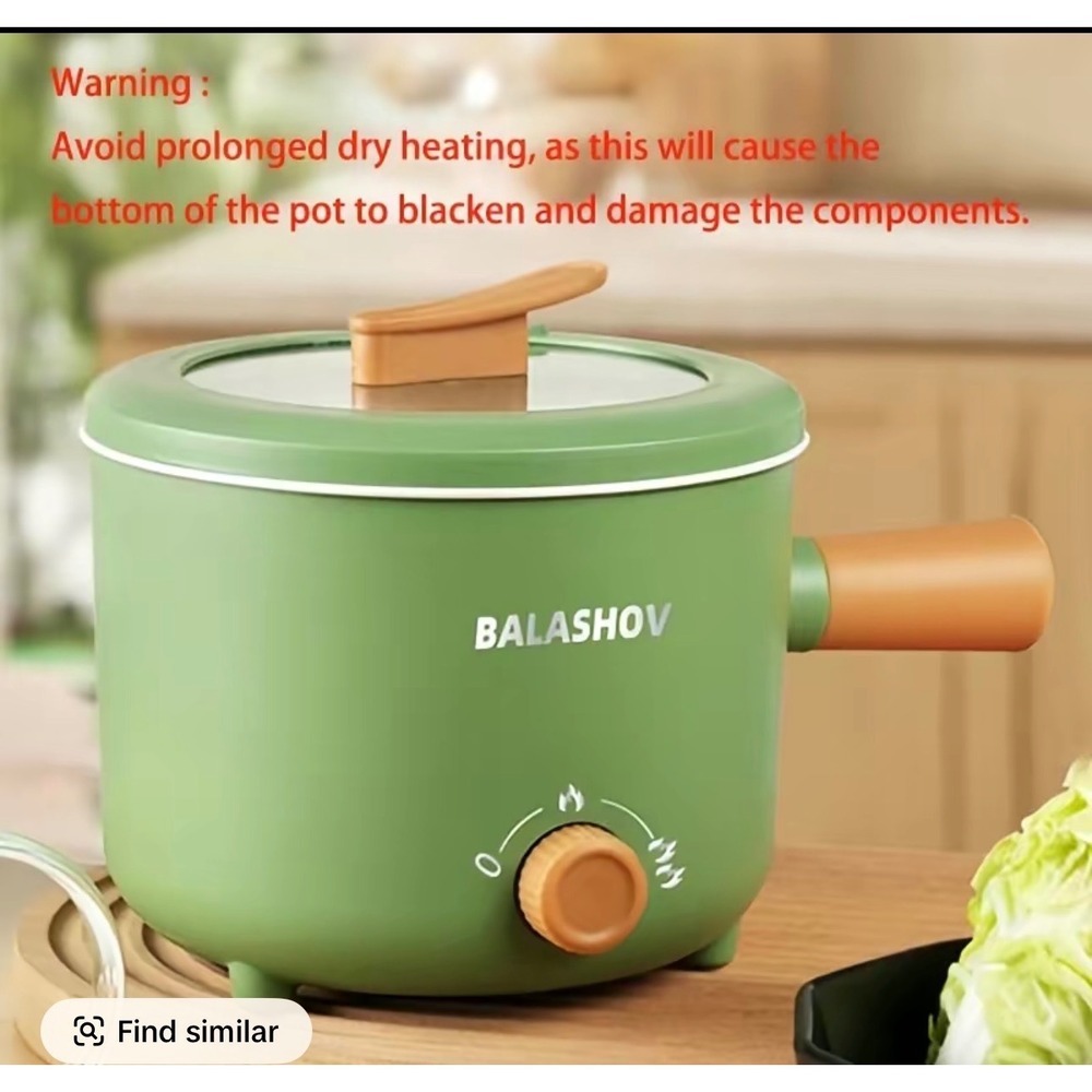 Balashov Electric Hot Pot Cooker 1.5L Multi-Function Green Ramen Pot JH-QP015C